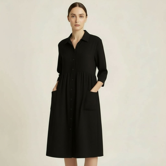 Urban Renewal Dresses & Skirts - Urban Renewal Black Button Up Dress With Side Pockets. Linen Like Lg.